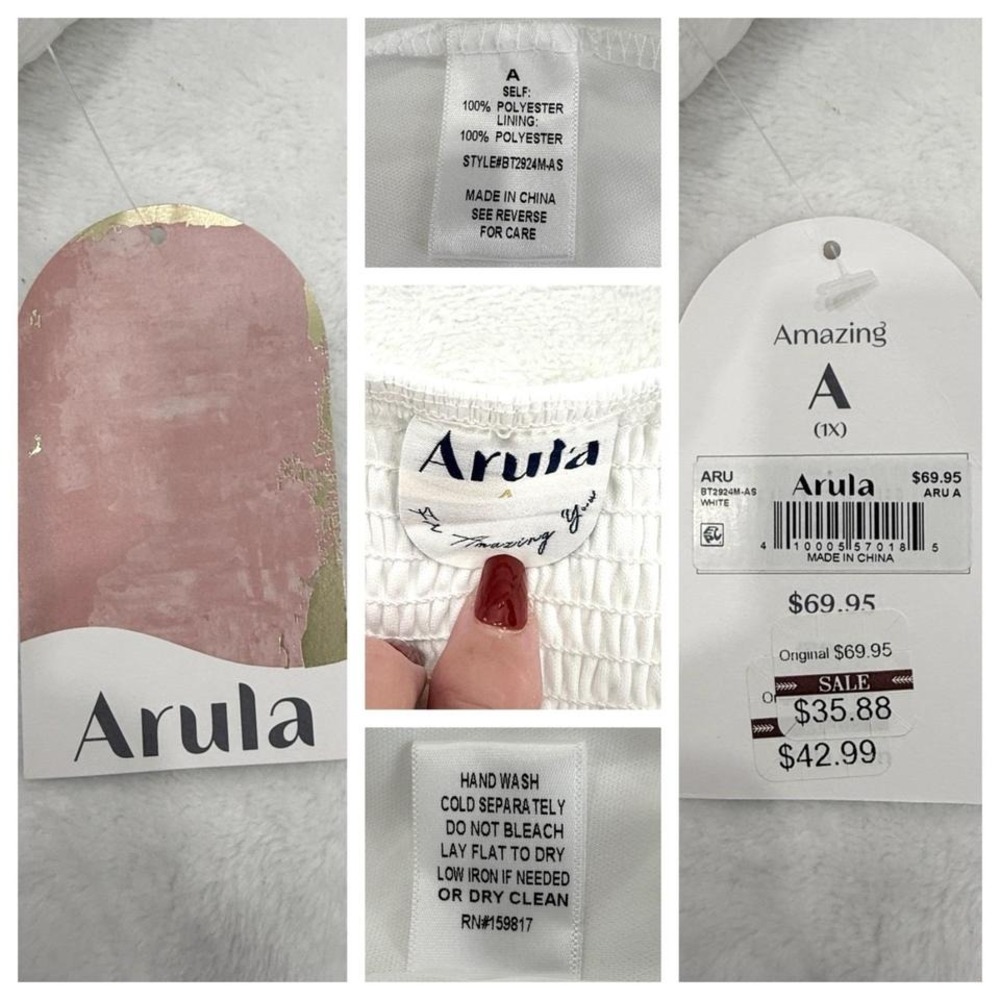 Arula Womens Top 1X Ivory Y2K Babydoll Sweetheart Fairy Cottagecore Peasant NWT - Picture 7 of 8